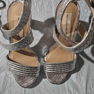ANTONIO MELANI Metallic Silver Textured Sandals